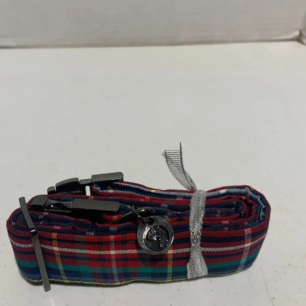 Dogwong Plaid Dog Collar With Bowtie For Medium or Large Dog Brand New